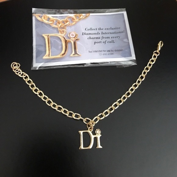 Vintage Gold Metal Di Bracelet. Link Chain Bracelet With Dangle of Di - Picture 7 of 7